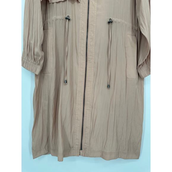 BCBGMAXAZRIA Quinn Long Trench Coat Full Zip Drawstring Jacket Cinch Waist Pink - Picture 9 of 13